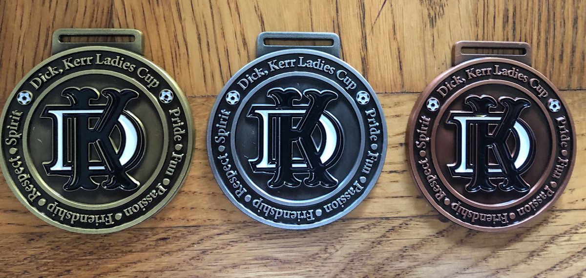 dickkerrcup's tweet photo. The countdown is on! Just 6 more sleeps to our biggest Dick, Kerr Ladies Cup to date! After sorting our over 40s gap, we left ourselves with a gap for an over 50s team. Interested? Please contact us and you could come away with one of these... 🏆🏅 pls RT https://t.co/slfBFgXy1v