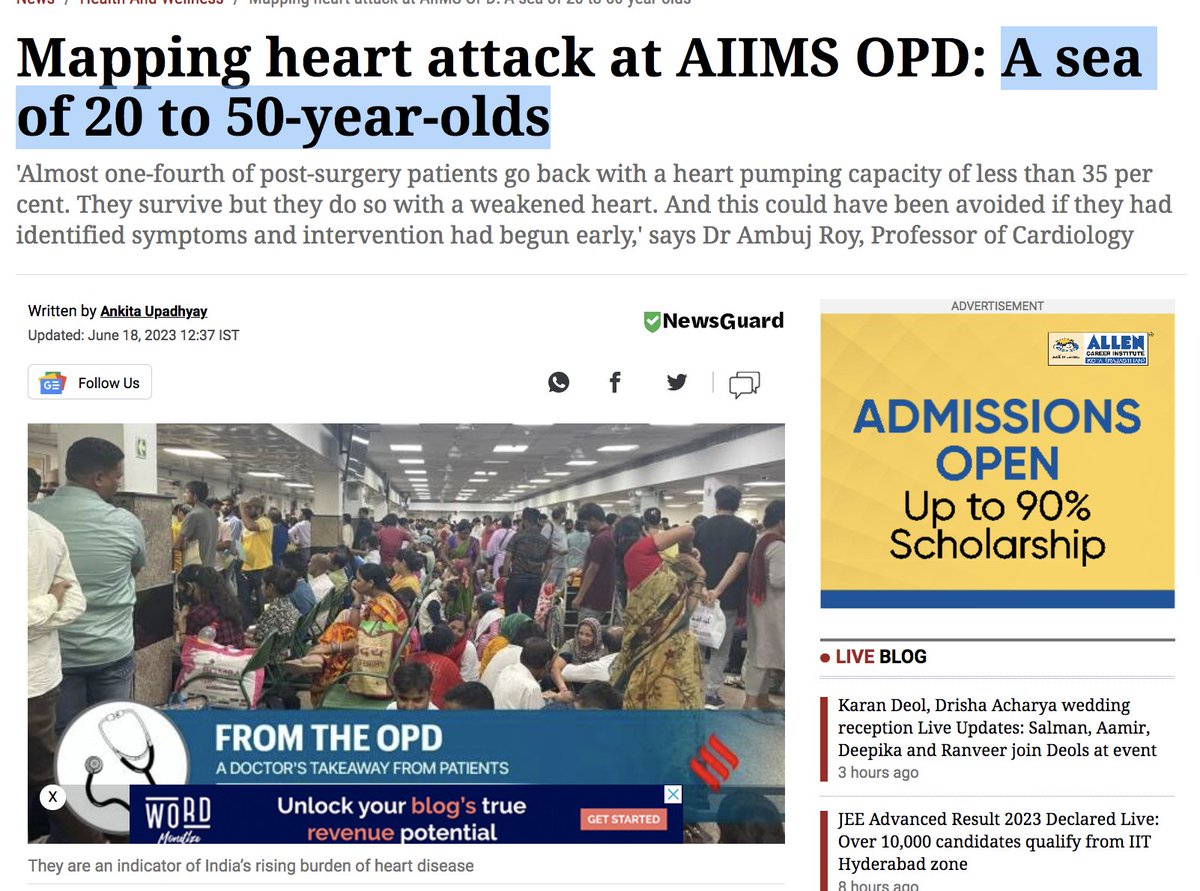 Andha kanoon suna, tha - andhe doctors dekh liya

So, sad - 'A sea of 20 to 50-year-olds' at one of the best hospitals

Not a word about the vaccine

If it was 'a bout of COVID-19', we would have known this by end 2020, when millions of Indians had already been exposed to Cov2