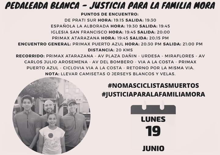 gonzocianca's tweet photo. Por las víctimas de este siniestro vial y todas las que han sido asesinadas en nuestras vías, seguimos luchando para exigir #MenosVelocidadMásVida  🚲🤍 #LaBiciSeRespeta

@masacriticagye 
@ViaLaCostaLucha 
@15_5vialacosta 
@ATMGuayaquil 
@aquilesalvarez 
@EmilyVeraA_ https://t.co/Ui69k70h5M