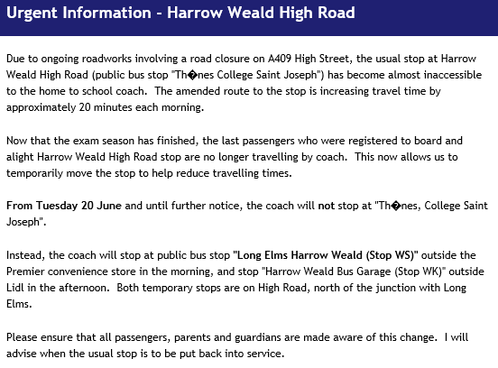 HabsTransport's tweet photo. Information for Harrow Weald Passengers https://t.co/z8rWxfpIHL