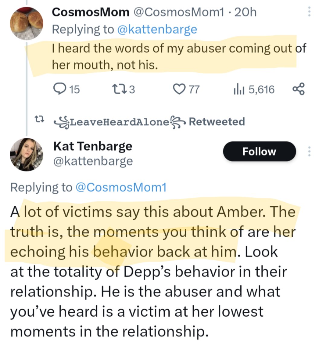 This is a PERFECT example of DARVO.

Claim: 'Amber sounds like my abuser'. 
DARVO: 'NO, Amber's abuse was actually Depp's fault.  You can't trust your own thoughts on this, believe me instead '.

#AmberHeardIsALiar
#amberheardisanabuser #johnnydeppwon #JohnnyDeppIsARockStar