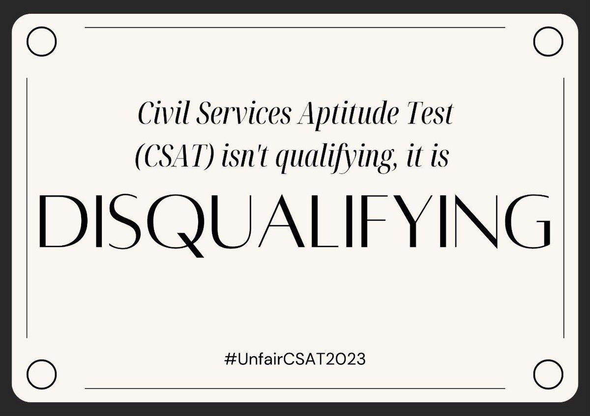Cherry3Ram's tweet photo. 2023 CSAT question paper is discriminatory to Rural and non-mathemetics background students

Remove #CSAT 

#UnfairCSAT23 #UnfairCSAT2023 #UPSC  #UnfairCSAT 

@DrJitendraSingh @narendramodi @PMOIndia @upsc_official https://t.co/K9qoUvMMkk