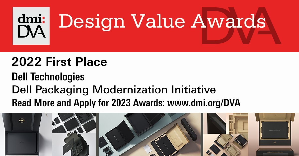 Featured dmi:DVA Winner - Dell Technologies 

Dell Packaging Modernization Initiative

2022 First Place

Read More about the initiative dmi.org/page/2022DVADe…

#designvalue #designmanagement #designleadership #designinnovation #designexcellence #designaward #design
