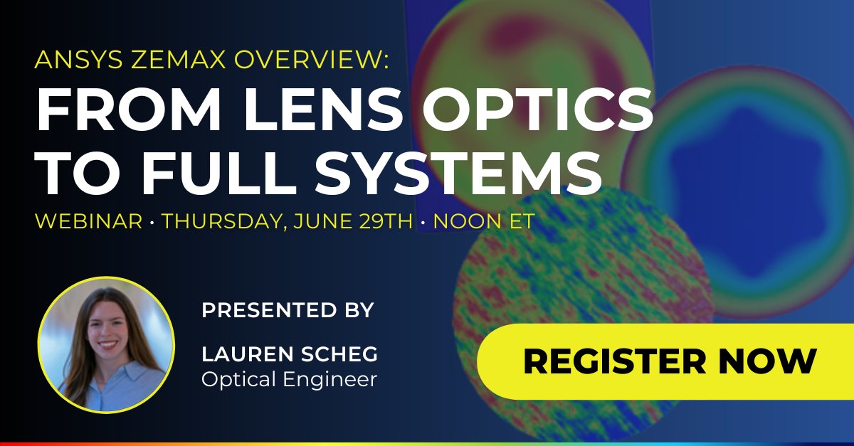 SimuTechGroup's tweet photo. #Zemax OpticStudio provides users with everything from modeling, optimizing & tolerancing optical designs to doing opto-mechanical design & stray light analysis. If you're struggling with your designs or just want to learn more about Zemax, register now >> https://t.co/CQbzrr9MhB https://t.co/20r1OBe8D0