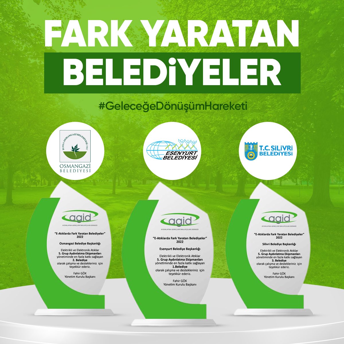 agid_yk's tweet photo. AGİD Yetkilendirilmiş Kuruluşu 2022 yılındaki fark yaratan belediyelerini belirledi!

2022 yılında AEEE Atık Aydınlatma Ekipmanları Yönetiminde fark yaratan belediyelerimiz aşağıdaki gibi olmuştur. https://t.co/0FoqU2dVfG