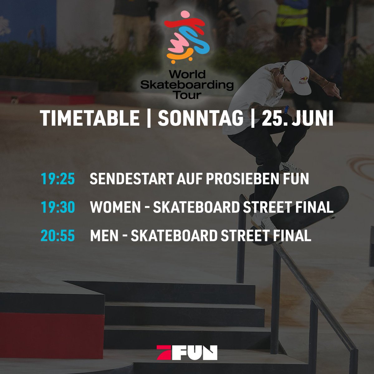 ProSiebenFUN's tweet photo. Skateboard Street steht am Wochenende wieder bei uns auf dem Programm! Die World Skateboarding Tour aus Rom! Und das sind unsere Übertragungszeiten! 🎥📽
#P7FUN #worldskate #worldskatesb https://t.co/qawFSbQWJ2