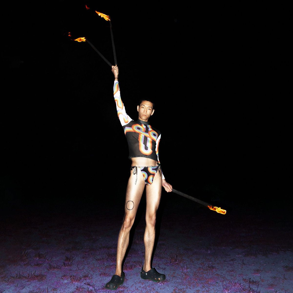 Setting flames to your expectations 🔥🌈 <a href="/hongor/">hongor</a>.t wears the Rainbow Mesh Top and Swim Briefs. Shop the collection online.

📷  <a href="/timogerber/">Timo Gerber</a>