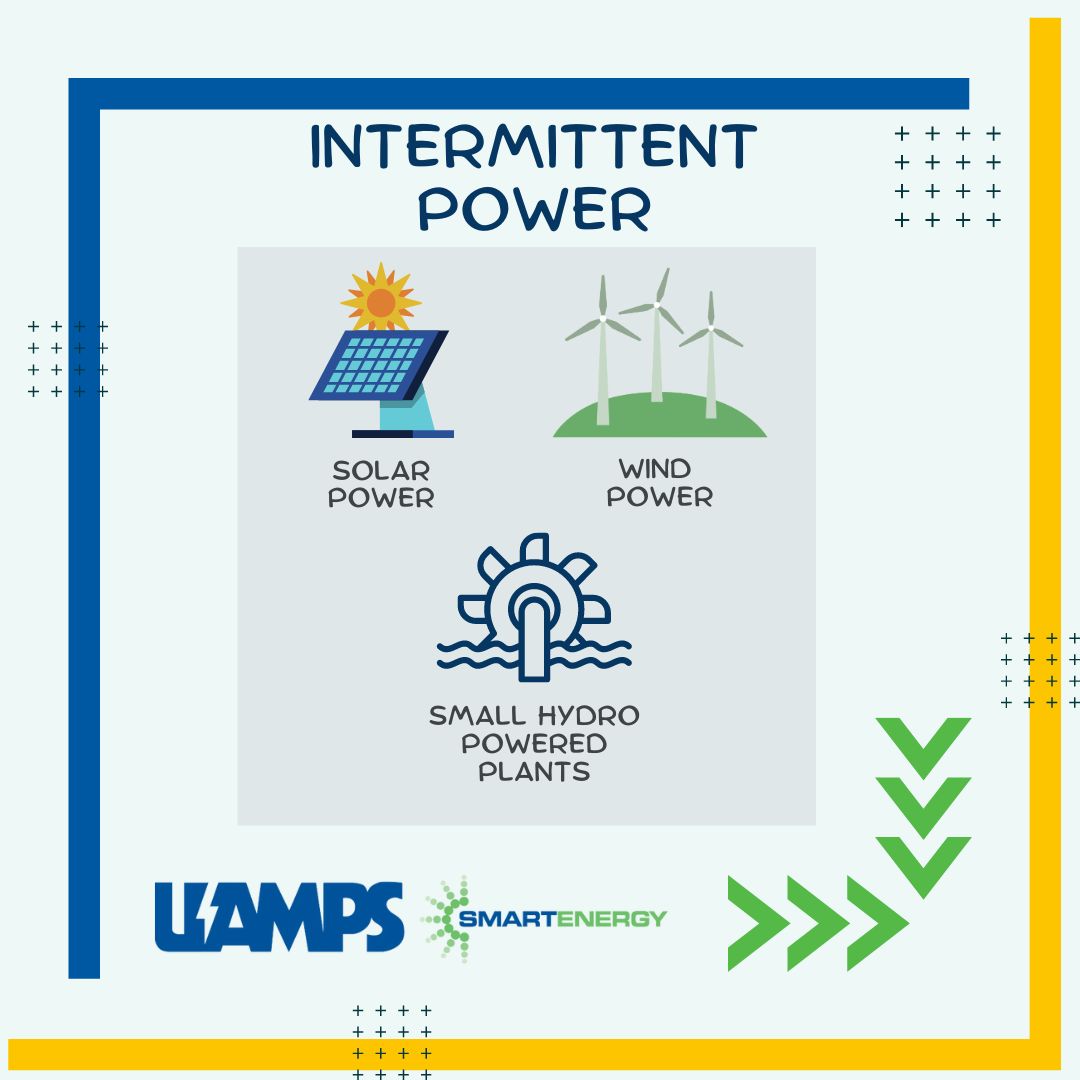 UAMPS_'s tweet image. The difference between #IntermittentPower &amp;amp; #BaseloadPower - Baseload power is a source of power that is largely available 24/7, rain or shine. Intermittent power is a source of power that is not available 24/7, &amp;amp; usually relies upon a source of power like the sun or wind. #UAMPS