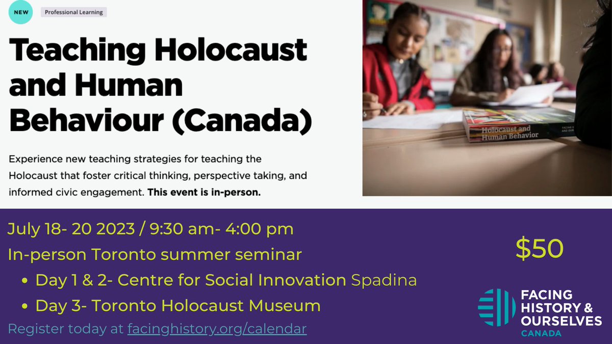 This course is intended to support secondary school educators teaching the Holocaust &amp; genocide studies, &amp; grade 6 teachers in Ontario preparing for the new curriculum expectations for teaching Jewish Canadian stories and the Holocaust. Register now:
pulse.ly/so3k85ixga