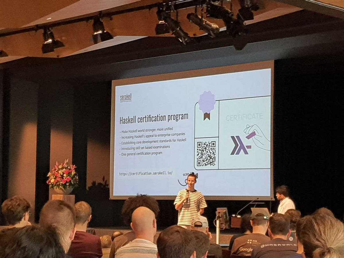 serokell's tweet image. At @ZuriHac, our CEO Arseniy Seroka introduced our new Haskell certification program! 

Currently, we support certification for two skill levels: basic and intermediate, with advanced being in the works. 

More details on our website: certification.serokell.io