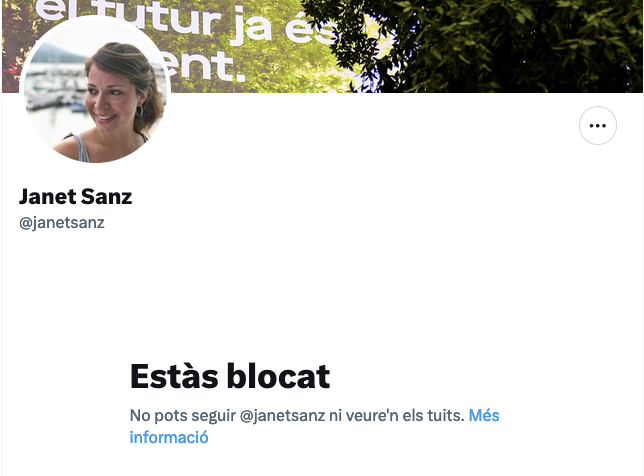 No l'he insultada. 
No he dit cap mentida sobre ella.
Només he recriminat la seva acció política. 
M'ha blocat. 
Tenim un problema molt seriós amb aquests polítics superbs que no accepten ni crítiques ni debats.
