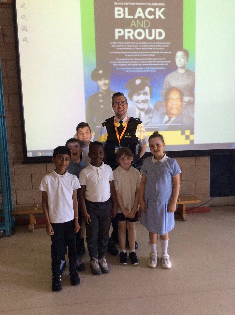 5_bedford's tweet photo. Today began with a visit from Merseyside Police, to introduce their Black History Month art competition. This year’s theme is ‘Black and Proud’ and children are asked to design a poster to reflect this. Ask your child about the prizes. @SouthportLTrust  @BedfordPrimary https://t.co/6Y5YA3aDql