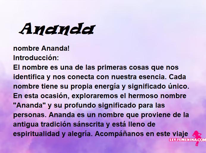 👪 → Qual o significado do nome Ananda?