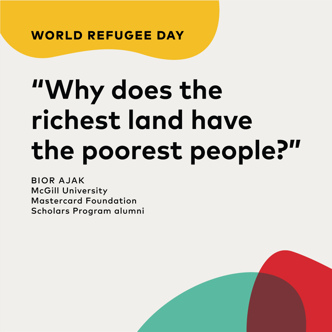 MastercardFdn's tweet photo. At the 2022 Baobab Summit in Kigali, Scholars Program alumnus Bior Ajak highlighted the importance of ensuring that marginalized communities such as refugees have access to education. Read Bior’s compelling poem here: https://t.co/BoWADIt637

#WorldRefugeeDay #WithRefugees https://t.co/G9QarXJWqz