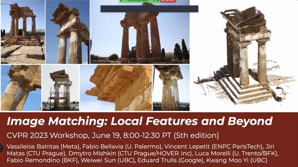 3DOMFBK's tweet photo. starting our #CVPR2023 workshop on "Image Matching: Local Features and Beyond"!!
see also final results and winners of the context here:
https://t.co/jwjDJNisqI
#matching #tiepoints #photogrammetry #SfM #deeplearning https://t.co/3NOWixwqsa