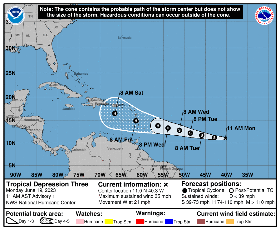 LUCEACaribbean's tweet photo. ALERT: Tropical Depression Three Forms Over the Central Atlantic. Interests in the Lesser Antilles Should Monitor This System. https://t.co/16Ag0ekvbk https://t.co/2vyjWAz69t