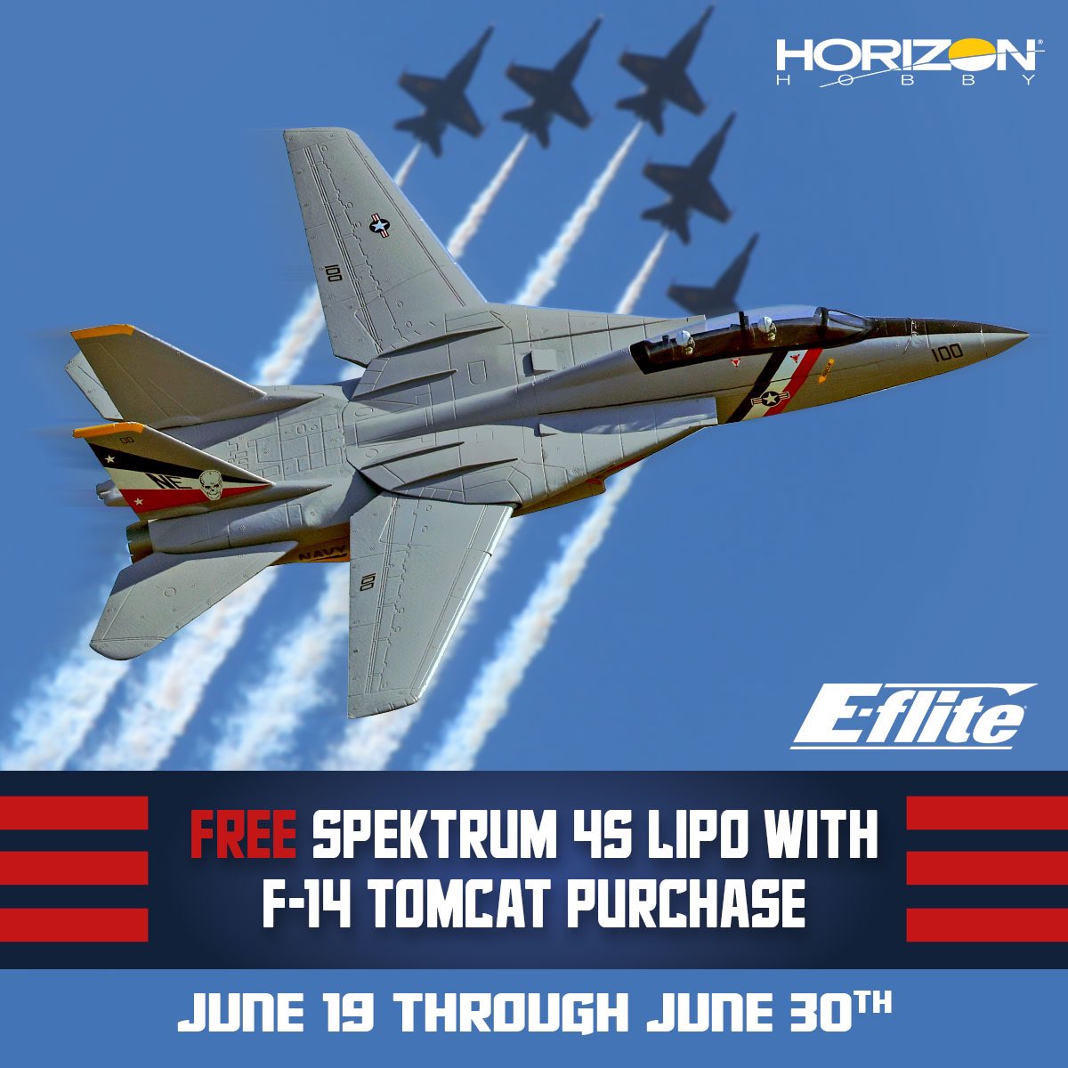 Horizon_Hobby's tweet photo. Purchase an E-flite F-14 Tomcat Twin 40mm EDF BNF Basic (EFL01450) and get a FREE Spektrum 2200mAh 4S 14.8V Smart LiPo 30C; IC3 (SPMX22004S30) battery.
Available at your participating local hobby shop or https://t.co/xdTiAsyTWB with code TOMCAT
#horizonhobby #eflite #spektrum https://t.co/dLcMrP23Jw