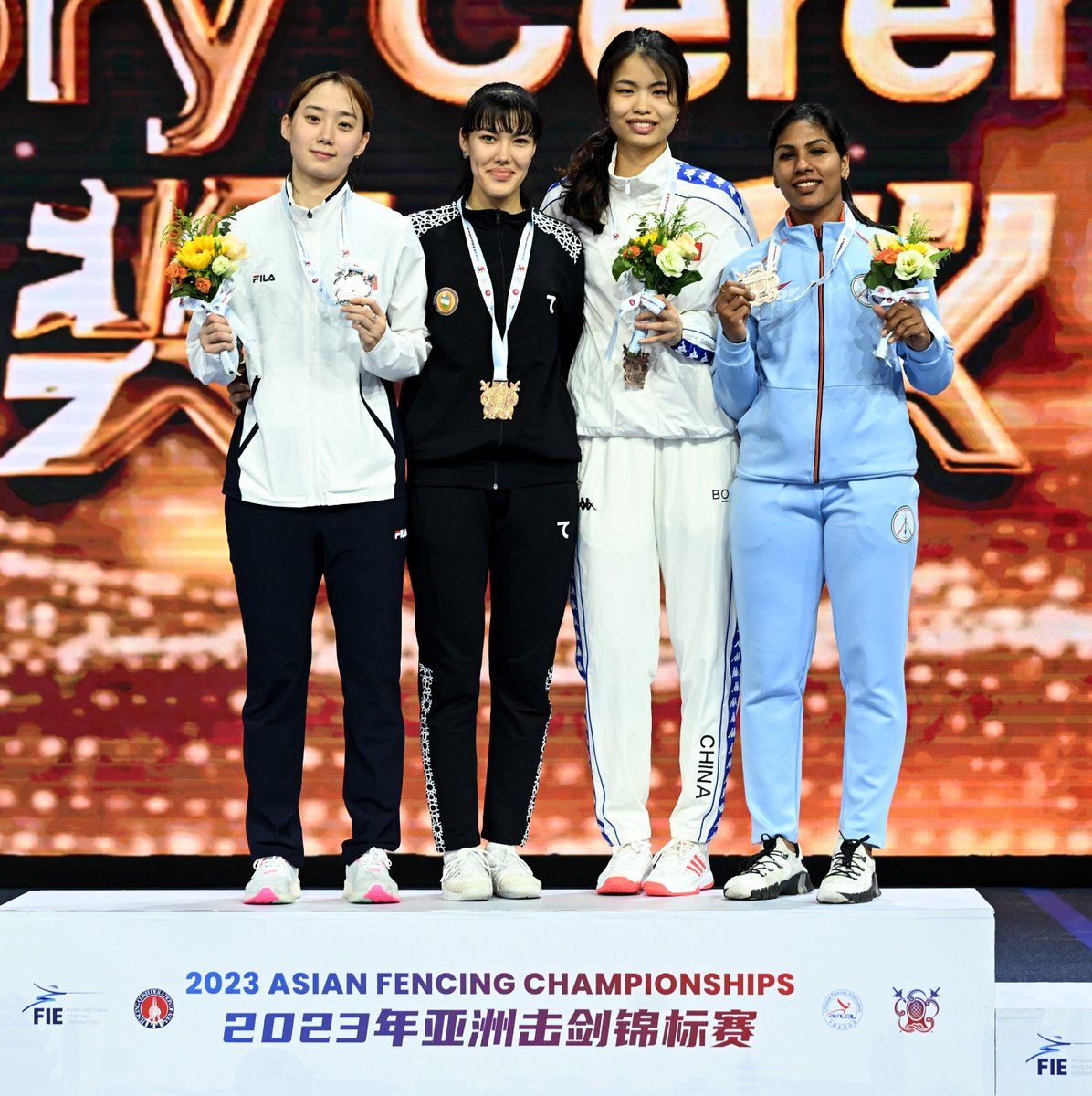 IamBhavaniDevi's tweet photo. Immense gratitude &amp; pride for winning India's 1st-ever medal at Senior Asian Fencing Championship 2023! Standing on the podium was emotional.Despite a bronze in the semifinals,this fuels my confidence to work harder and make our nation proud.Grateful for all support &amp; wishes🙏🇮🇳 https://t.co/s8ZHcclKrz