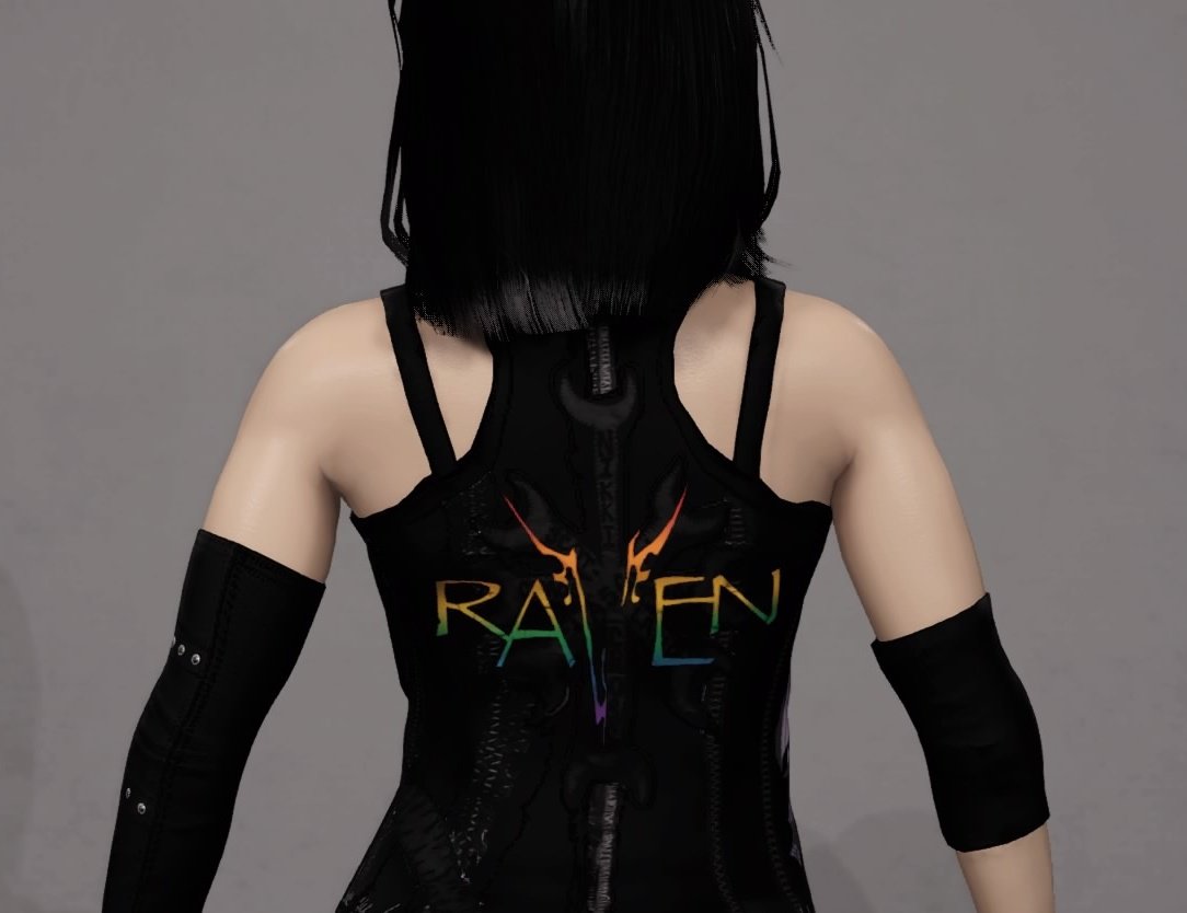 Here's a picture of my current gear from the back for no reason at all.
#WrestlingIsForEveryone #LoveOverAll #ThePridefulWitch #WWE2k23