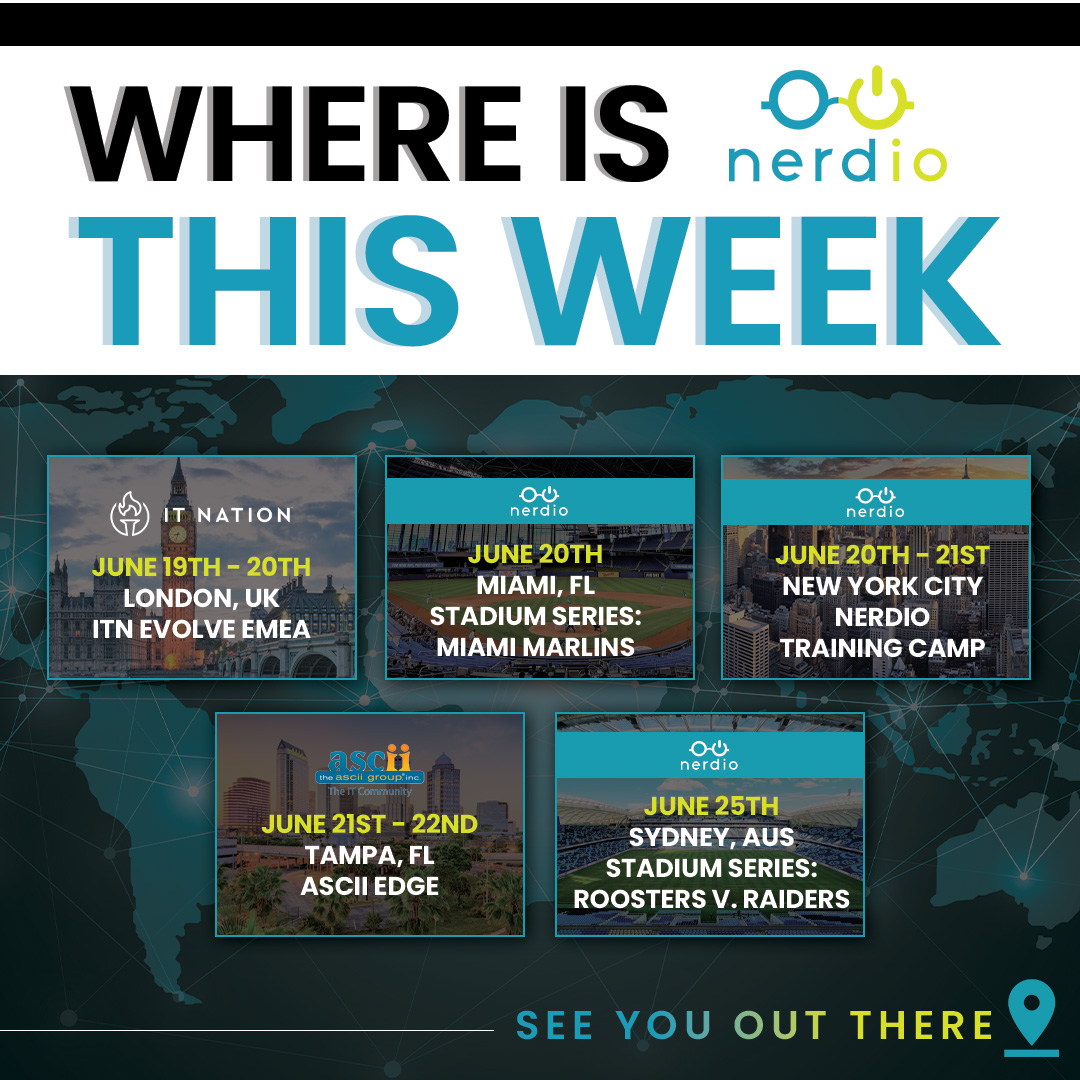 GetNerdio's tweet image. 🌍🌎🌏 Nerdio is on the move this week, traversing three continents for exciting customer and partner engagements! 

We&apos;re thrilled about the opportunities to connect with you all. Will we have the pleasure of meeting you at any of these incredible locations? Let us know!