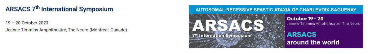 wfneurology's tweet photo. We cordially invite you to join us at the 7th International Symposium on Autosomal Spastic Recessive Ataxia of Charlevoix-Saguenay #ARSACS, taking place at The Neuro (Montreal Neurological Institute-Hospital) on October 19-20, 2023.

➡️ https://t.co/KZdQlUo7p8
@TheNeuro_MNI https://t.co/HdOBqjgOPV