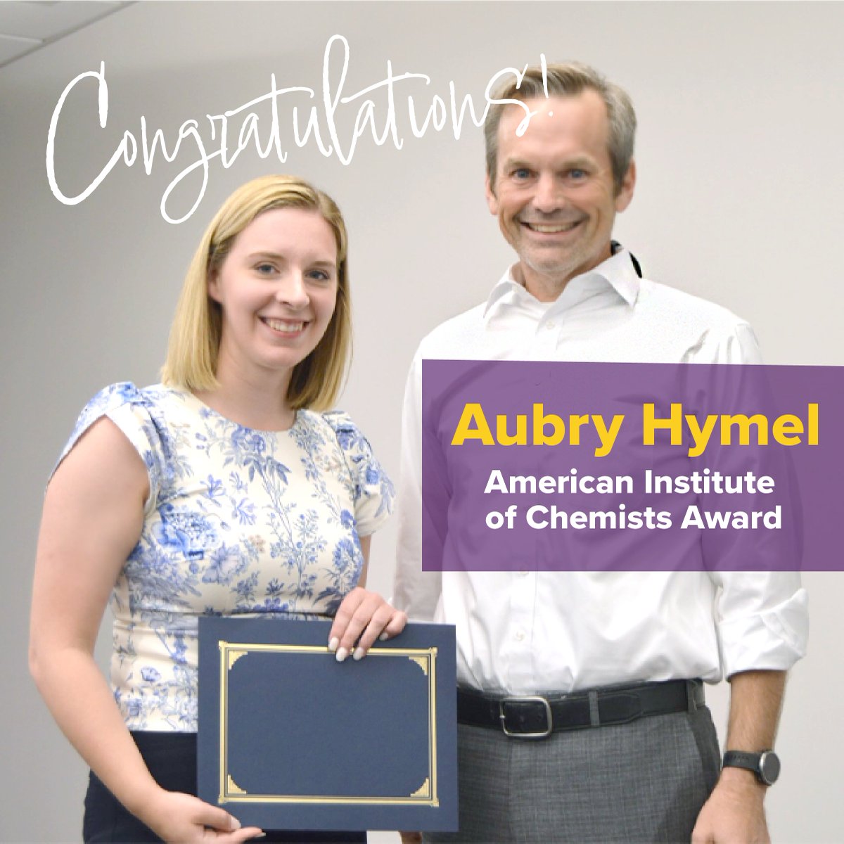 Today’s #StudentSpotlight is dedicated to Aubry Hymel, who recently earned The American Institute of Chemists Award. This award is a testament to Aubry’s  hard work, passion, and commitment to excellence. 
 
#LSUChE #ChemicalEngineering #LSUChemicalEngineering #LSU