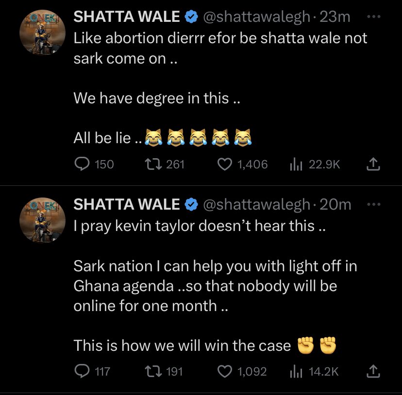 This guy will tweet a billion today bcos it’s a Sarkodie issue.

Funny enough Sarkodie won't tweet about his issues. 

Make ei own come right now….nbs ‘Ghana music industry dey hate me’ tears 😂😂😂😂😭