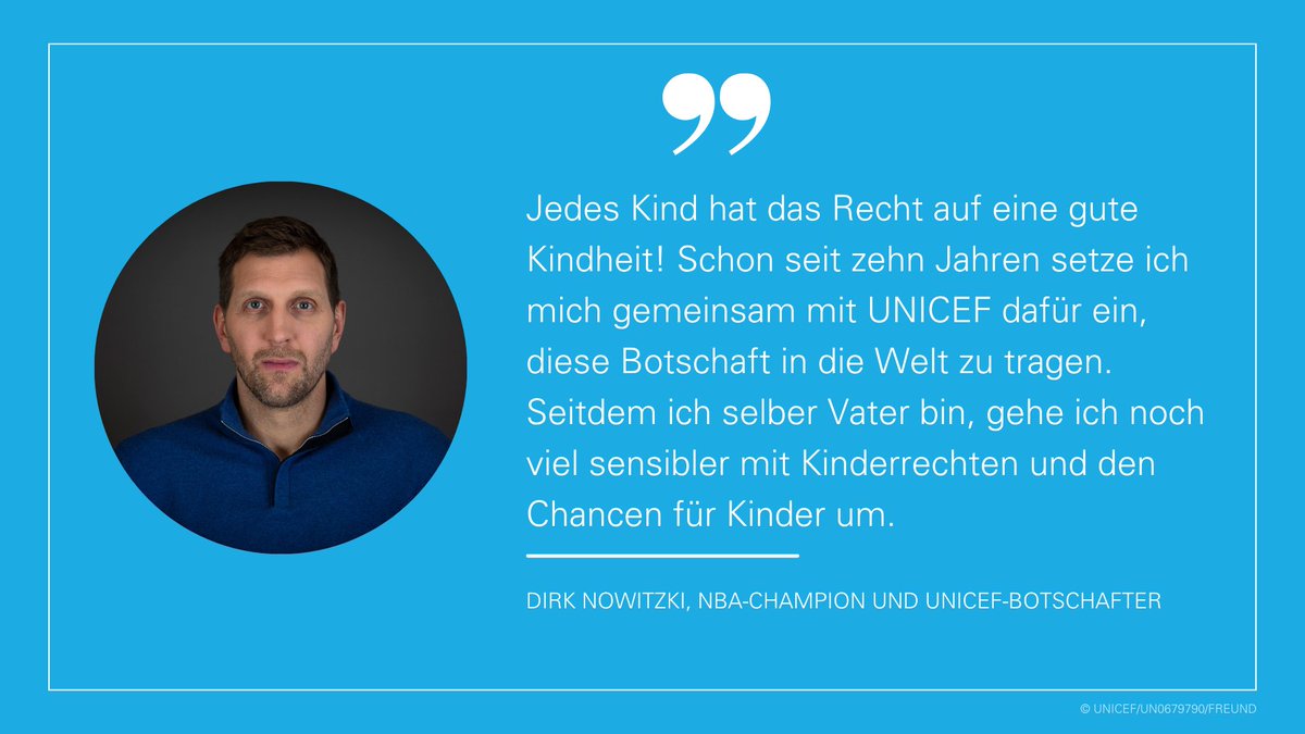 UNICEF Deutschland (@unicefgermany) on Twitter photo Happy Birthday to the great <a href="/swish41/">Dirk Nowitzki</a>!
Danke, lieber Dirk, dass du uns seit zehn Jahren begleitest und dich für Kinder und ihre Rechte stark machst. Happy Birthday to the great <a href="/swish41/">Dirk Nowitzki</a>!
Danke, lieber Dirk, dass du uns seit zehn Jahren begleitest und dich für Kinder und ihre Rechte stark machst.