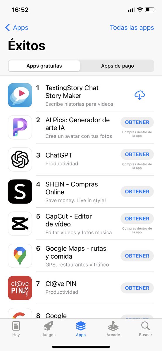 TextingStory is the most downloaded app in the Spanish App Store today! 🎉
Stronger than ChatGPT 💪