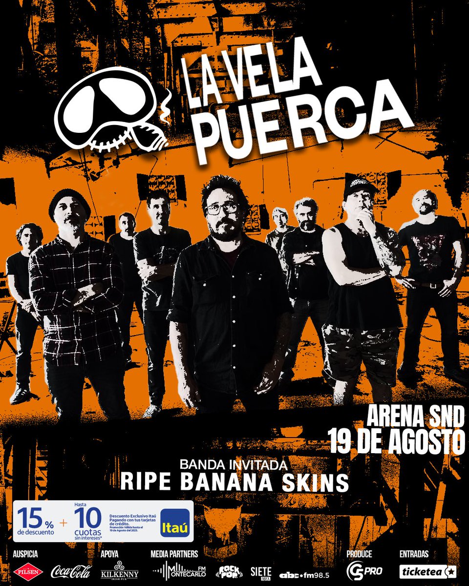 #RBSvaatocar con <a href="/LaVela_Oficial/">La Vela Puerca</a> 🔥🔥🔥 ¡Alto bananazo el 19 de agosto en Arena SND! 

🎟️ Entradas en <a href="/TicketeaPy/">Ticketea Paraguay</a> familiiia 😎