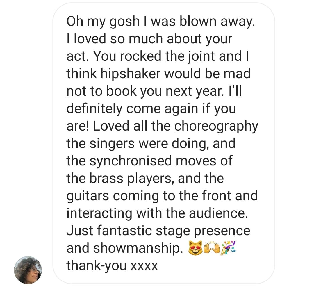 Such amazing comments from our show on Friday at @isleofwightfest @hipshaker_uk 

Thank you Lisa Maria!

#BarclaycardxIOW #IOW2023 #chictributeshow #nilerodgersandchictribute #chictributeband #isleofwightfestival #nilerodgersandchic #chictochic #IOW2023 #nilerodgersandchic