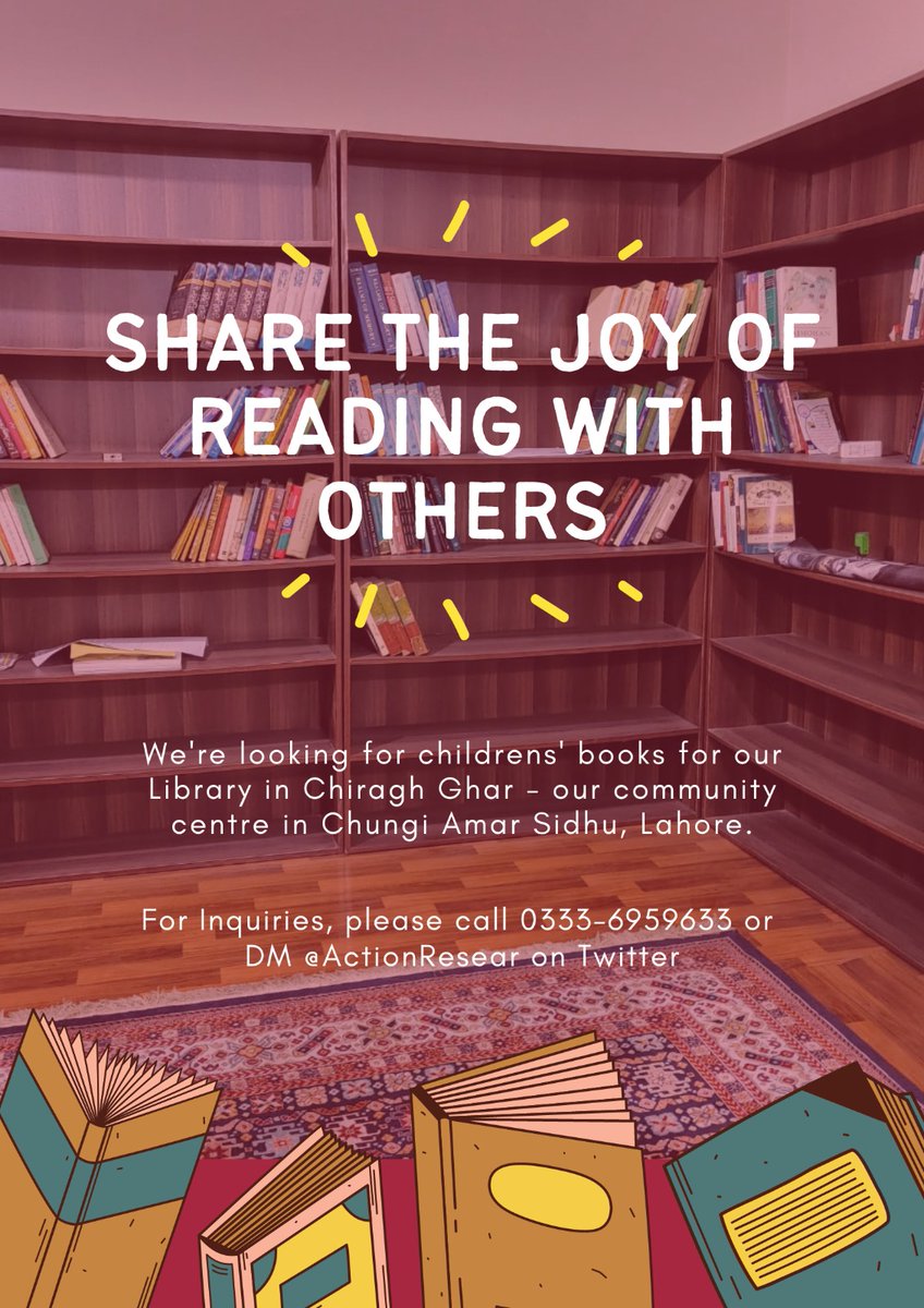 📚💕 Spread the love of books! Donate books to ARC's Chiragh Ghar library, dedicated to serving an underserved community in Chungi Amar Sidhu. 🌟🏫📖 #BookDonations