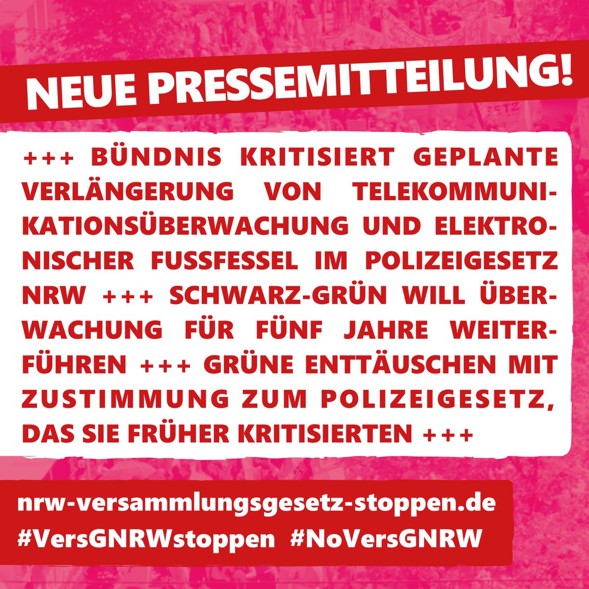 Auf unserer WEB-Seite findet ihr unsere aktuelle PM! #VersGNRWstoppen #NoVersGNRW