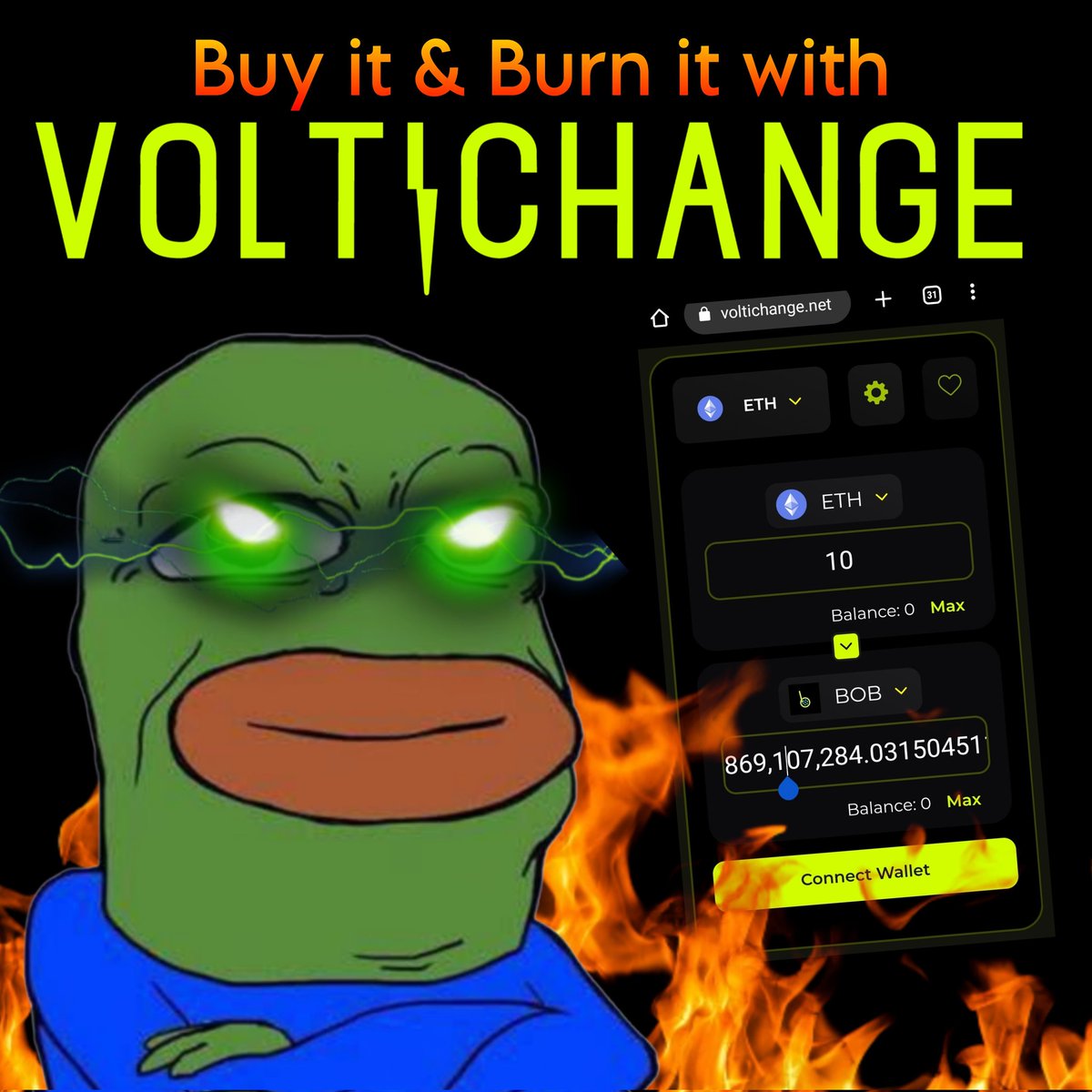 @JakeGagain @elonmusk @ExplainThisBob You Can't Control what the Boss does, BUT You Can Control Where to Buy & BURN $Bob With Every Transaction!⚡️

#VOLTICHANGE 🔥🔥🔥

$volt #volt #voltinu #voltarmy