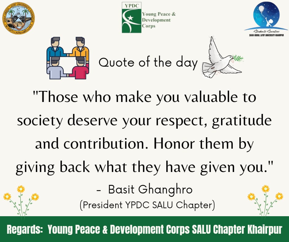 corpsyoung1's tweet photo. Those who make you valuable to society deserve your respect, gratitude and contribution. Honor them by giving back what they have given you. 
#quoteoftheday 
#ypdc_salu_chapter
@PlanComPakistan 
@YPDC_PK https://t.co/BzUlbyp5jY