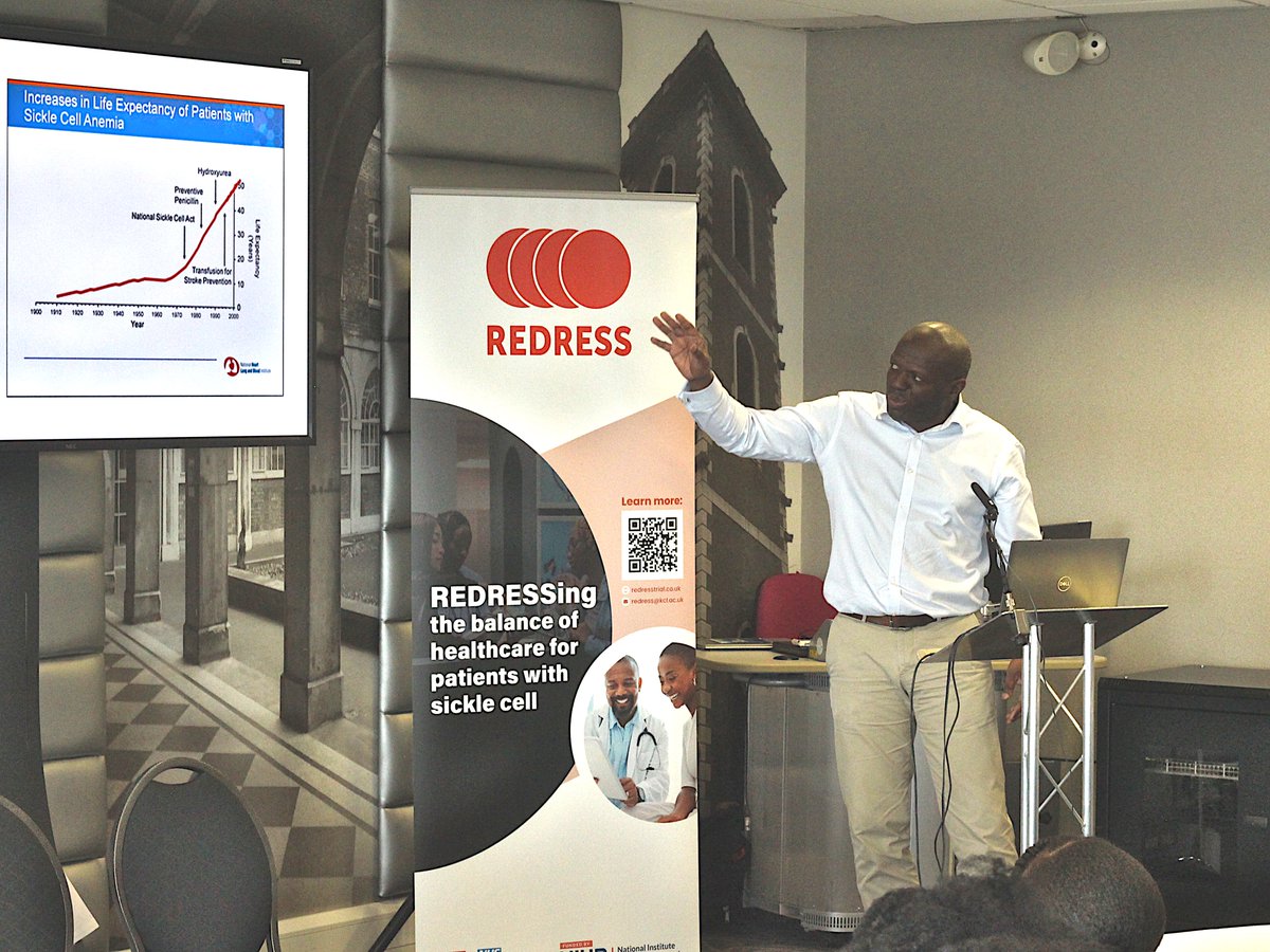 Our very own Dr Steve Okoli presenting on the importance of #research in #sicklecell at the REDRESS study launch redresstrial.co.uk #WorldSickleCellDay @redress_study