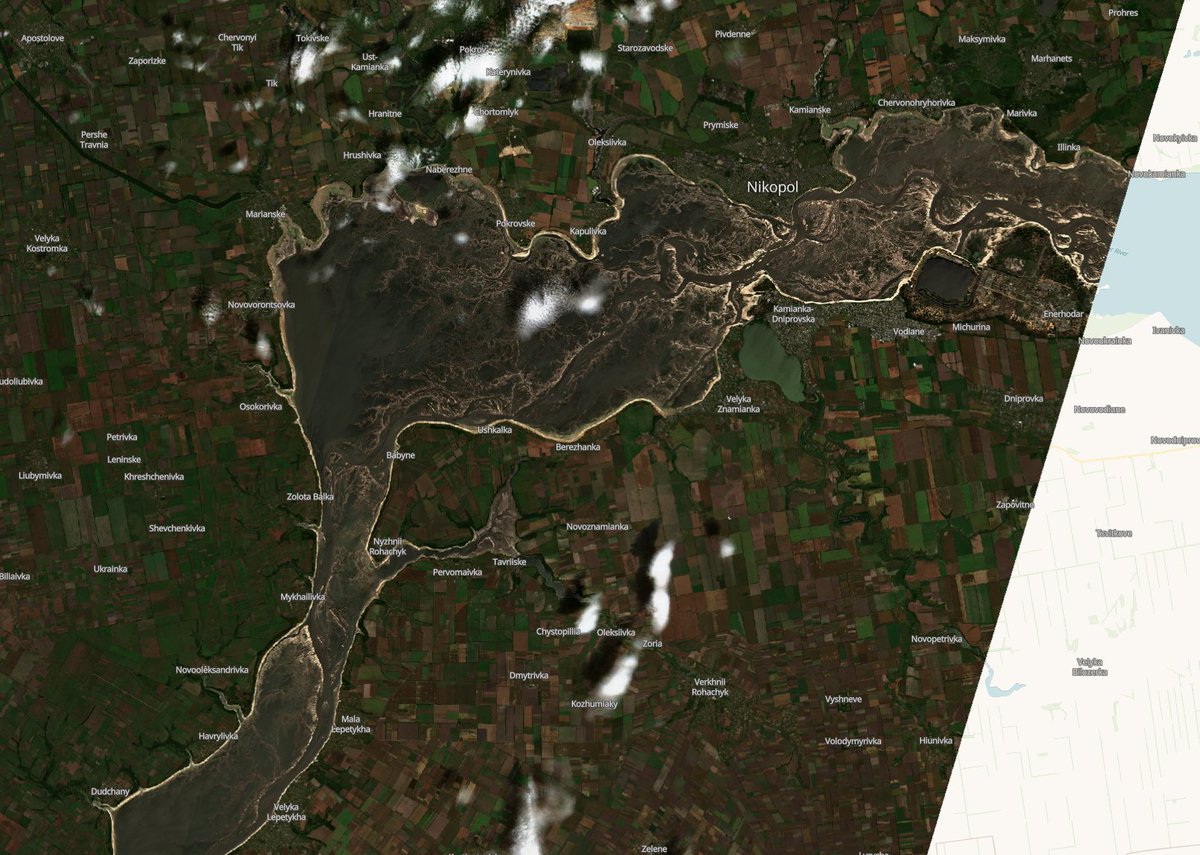 MThingguy's tweet image. #DniproRiver as of the 18th of June, the water is returning to the original river size and path