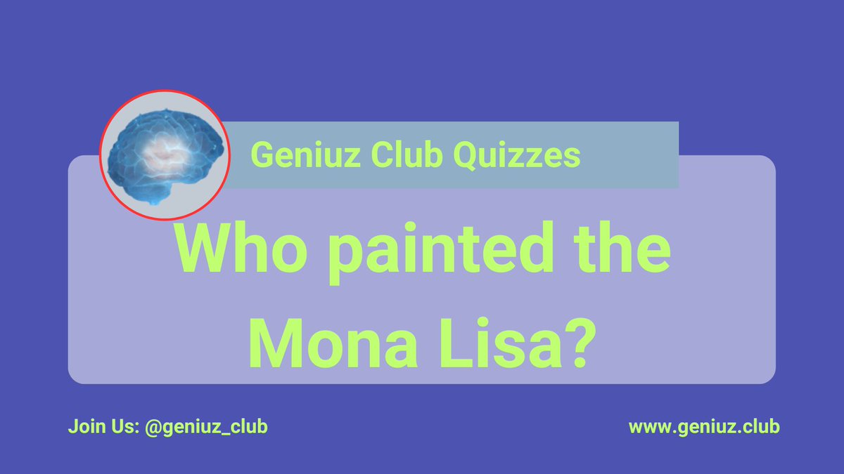 Hello Everyone!
📌 GENIUZ QUIZ, Retweet your response to win a bronze ticket….
📌 Join the Telegram group to win a Silver Ticket!!!! 🛩️🥈🎫

Who painted the Mona Lisa?

A. Vincent van Gogh
B. Pablo Picasso
C. Leonardo da Vinci
D. Claude Monet

👇🏻👇🏻
t.me/+ofcv-Klld_hmM…