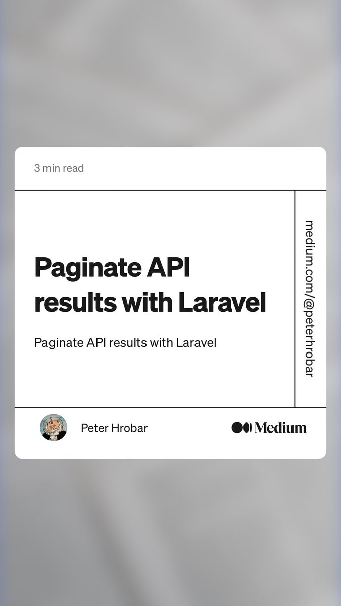 HrobarPeter's tweet photo. “Paginate API results with Laravel” by Peter Hrobar
https://t.co/OBwJy4Vhuf https://t.co/4rDebed1Pb