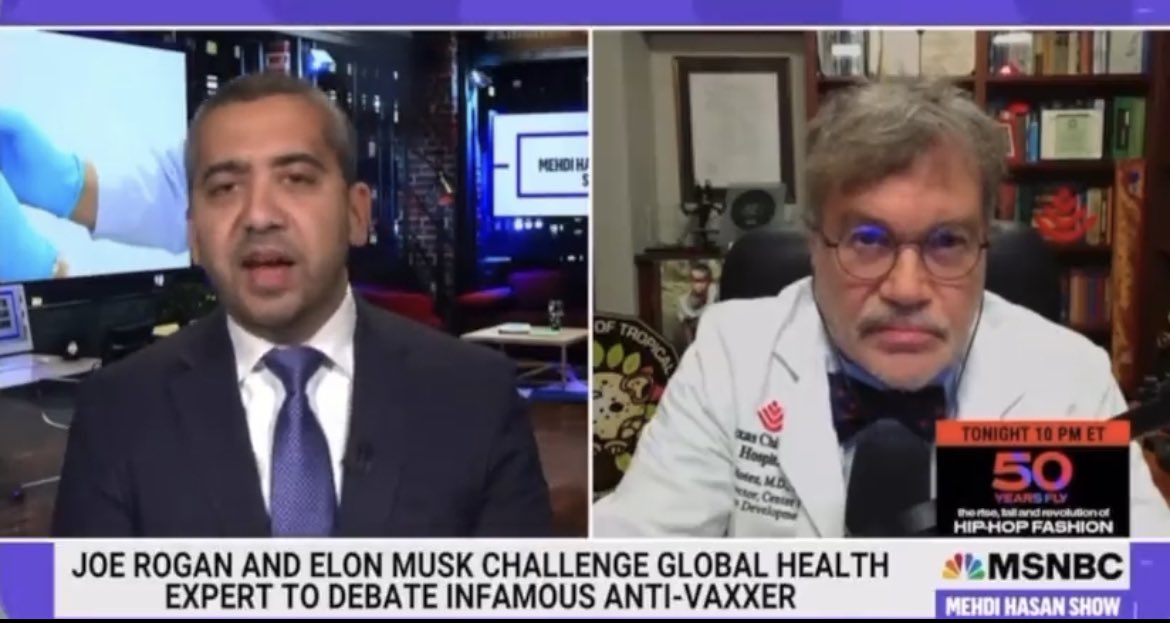 BenSwann_'s tweet photo. Does anyone else find it odd that @PeterHotez is wearing a lab coat for an interview from his home office? https://t.co/DqEwJdi9Oc