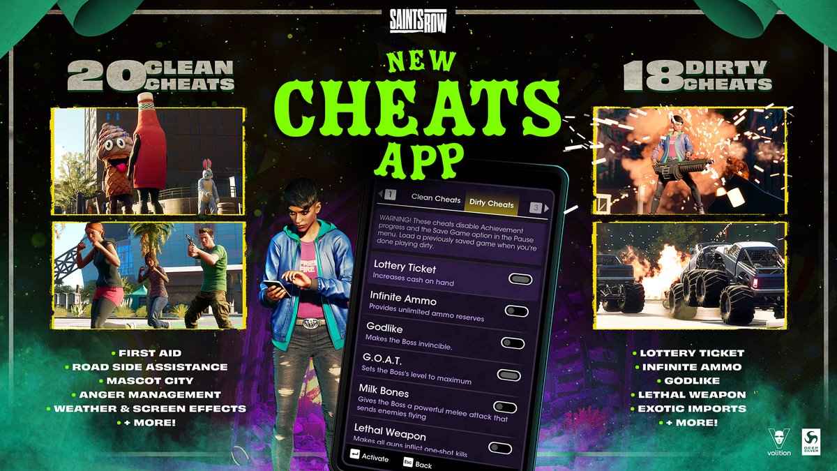 📣 ICYMI: Cheats are back in the latest #SaintsRow update! 'Doc - what makes a cheat Dirty?', you ask. Get the answer here: fal.cn/3zdEJ