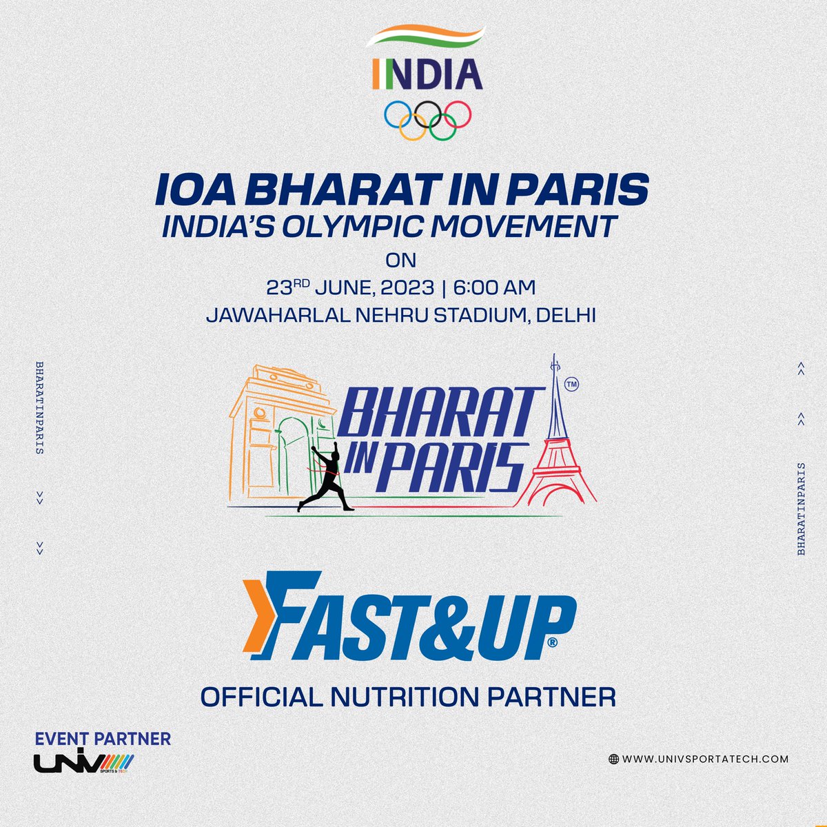We are proud to announce <a href="/FastandUp_India/">Fast&Up_India</a> as the Official Nutrition Partner for IOA Bharat In Paris - India’s Olympic Movement.

<a href="/univsportatech/">UNIV Sportatech</a> 🤝 <a href="/FastandUp_India/">Fast&Up_India</a> 

#BharatInParis #IOABharatInParis #FastandUpIndia