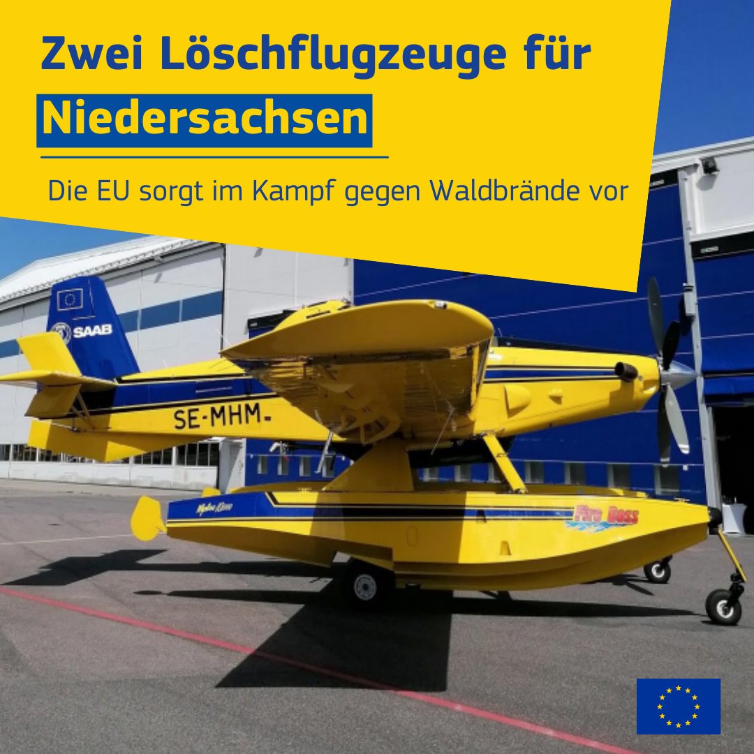 Das Risiko für #Waldbrände in Europa steigt, darum müssen wir uns besser wappnen – und das tun wir in der 🇪🇺 sinnvollerweise gemeinsam. 💪

Ab heute stehen am Flughafen #Braunschweig-#Wolfsburg zwei Löschflugzeuge aus der sogenannten rescEU-Flotte bereit. 🛩🛩
