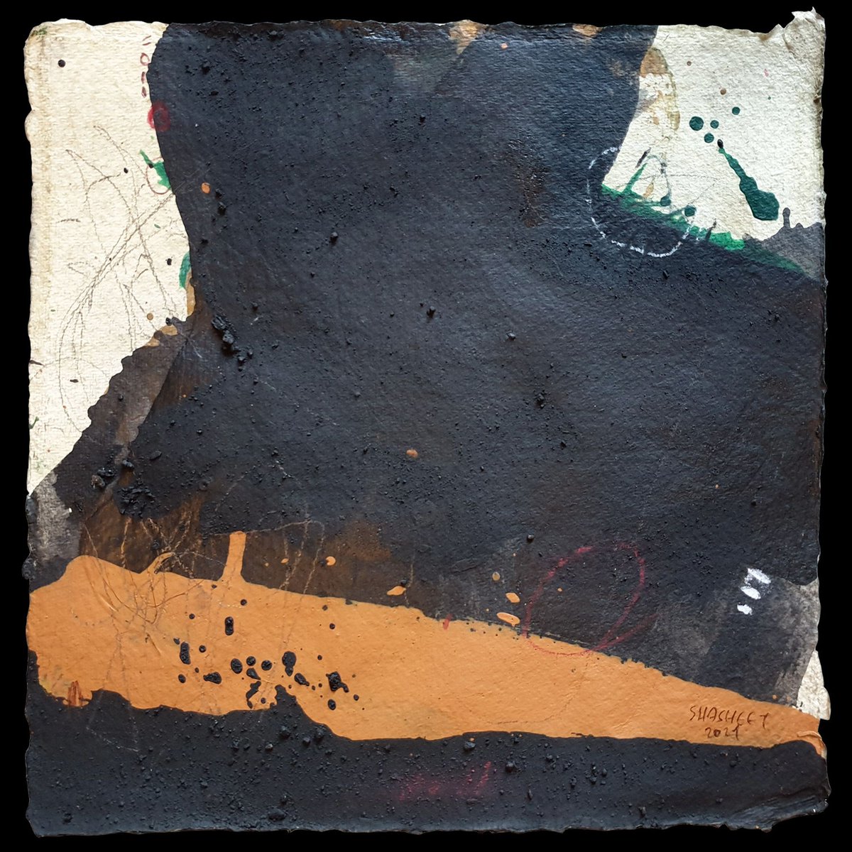 Alaa Shasheet Black &amp; Orange 2-21 Mixed media on khadi cotton paper 20x20 cm 2021

litehousegalleryshop.co.uk/collections/al…

—
#syria #lebanon #art #artgallery #london #damascus #beirut #arts #londonlife #londonart