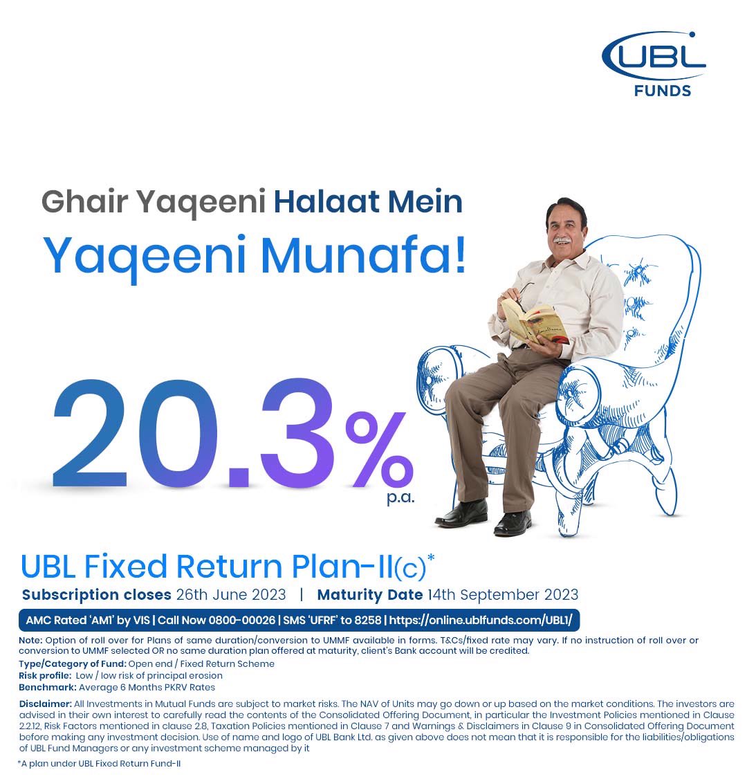UBLSmartSavings's tweet image. Embark on a worthwhile investment journey with the UBL Fixed Return Plan II (c), offering an impressive return rate of 20.3% p.a. 

Start investing today with a minimum of Rs. 500/- 

Click here to start now bit.ly/3NgtbfT

#InvestWithUBL #UBLsmartsavings #FixedReturn