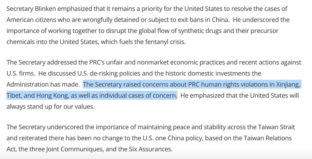 We thank @SecBlinken for raising concerns about #HumanRights violations in #HongKong during his visit to China & call on him to bar US-sanctioned John Lee, one of the people most responsible for those abuses, from entering the US to attend APEC in November state.gov/secretary-blin…