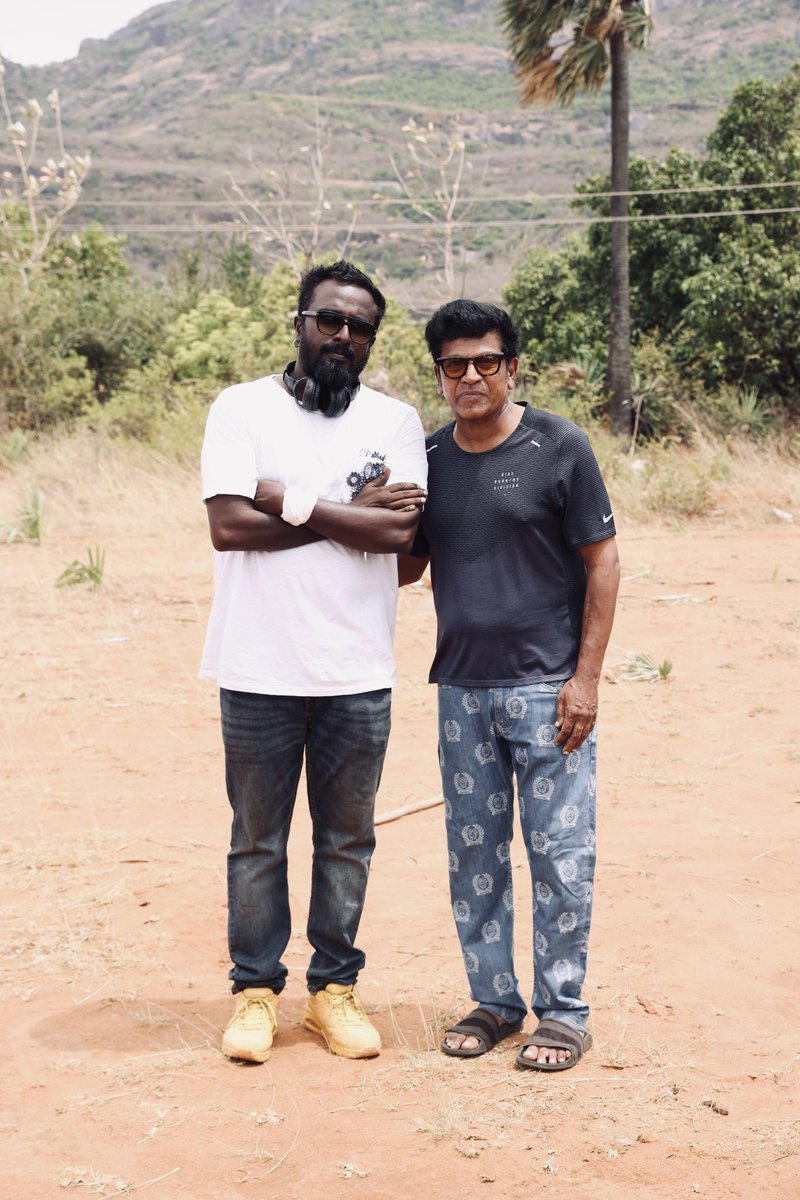 ArunMatheswaran's tweet photo. We always had all smiles on our faces watching you perform, sir. We are awestruck by your aura and humility. An absolute pleasure and memory of a lifetime working with you. Wrap up for @NimmaShivanna 
 #CaptainMiller https://t.co/xwkGgvUMLD