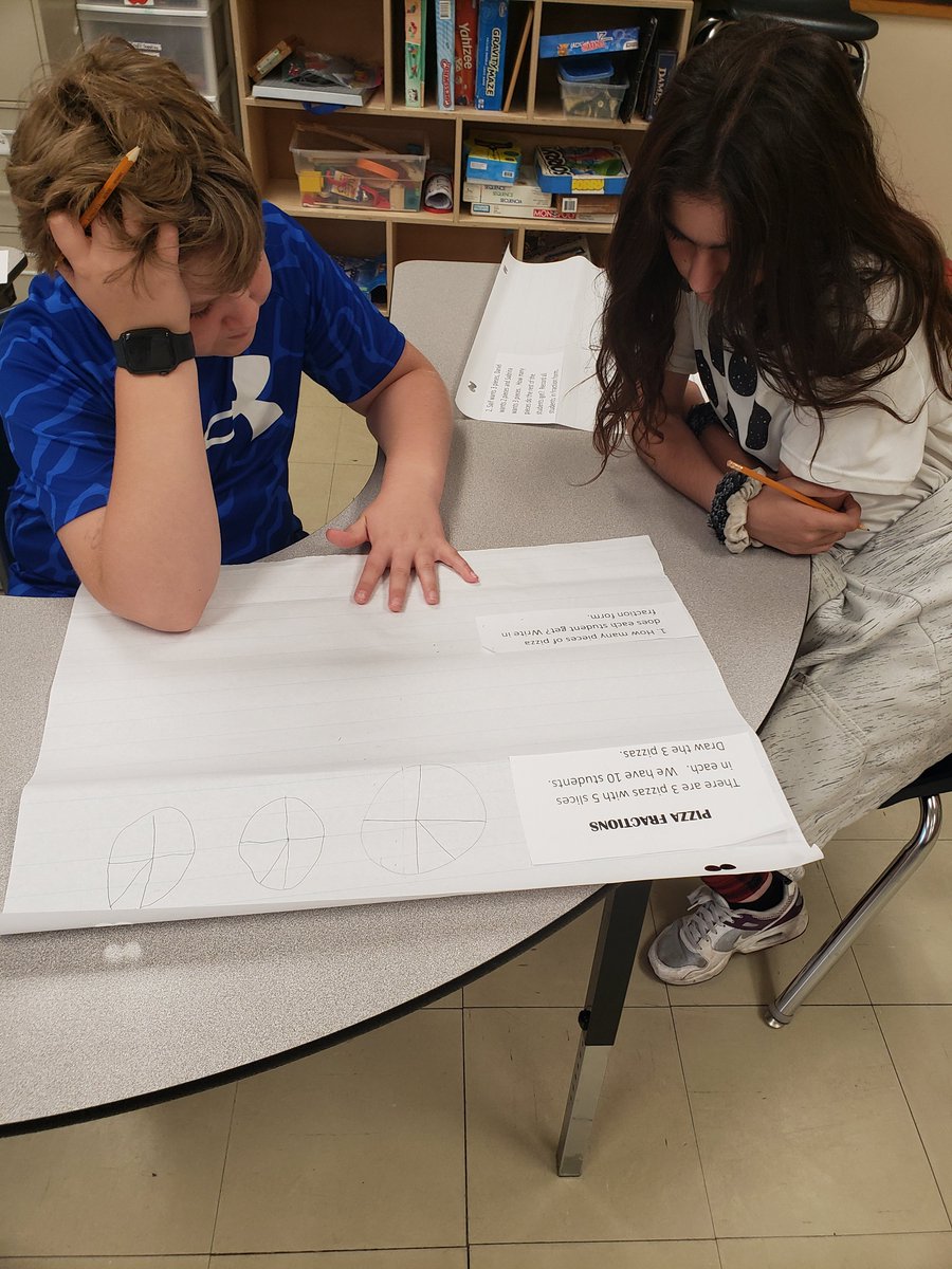 Working together to solve word problems involving fractions. 
#collaborate #thinkers 
<a href="/teach_terri/">Terri Barrette</a> <a href="/MsAuthier/">J.Authier</a>