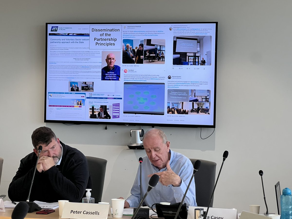 Ivan Cooper (@cooper_ivan) on Twitter photo with Peter Cassells at a meeting today of the #healthdialogueforum - working to embed new partnership principles, develop a new service arrangement and improve partnership between Section 39s/ <a href="/HSELive/">HSE Ireland</a> and <a href="/roinnslainte/">Department of Health</a> <a href="/The_Wheel_IRL/">The Wheel</a> <a href="/NatFedVSP/">National Federation of Voluntary Service Providers</a> <a href="/DisabilityFed/">DFI</a> @DonnellyStephen with Peter Cassells at a meeting today of the #healthdialogueforum - working to embed new partnership principles, develop a new service arrangement and improve partnership between Section 39s/ <a href="/HSELive/">HSE Ireland</a> and <a href="/roinnslainte/">Department of Health</a> <a href="/The_Wheel_IRL/">The Wheel</a> <a href="/NatFedVSP/">National Federation of Voluntary Service Providers</a> <a href="/DisabilityFed/">DFI</a> @DonnellyStephen