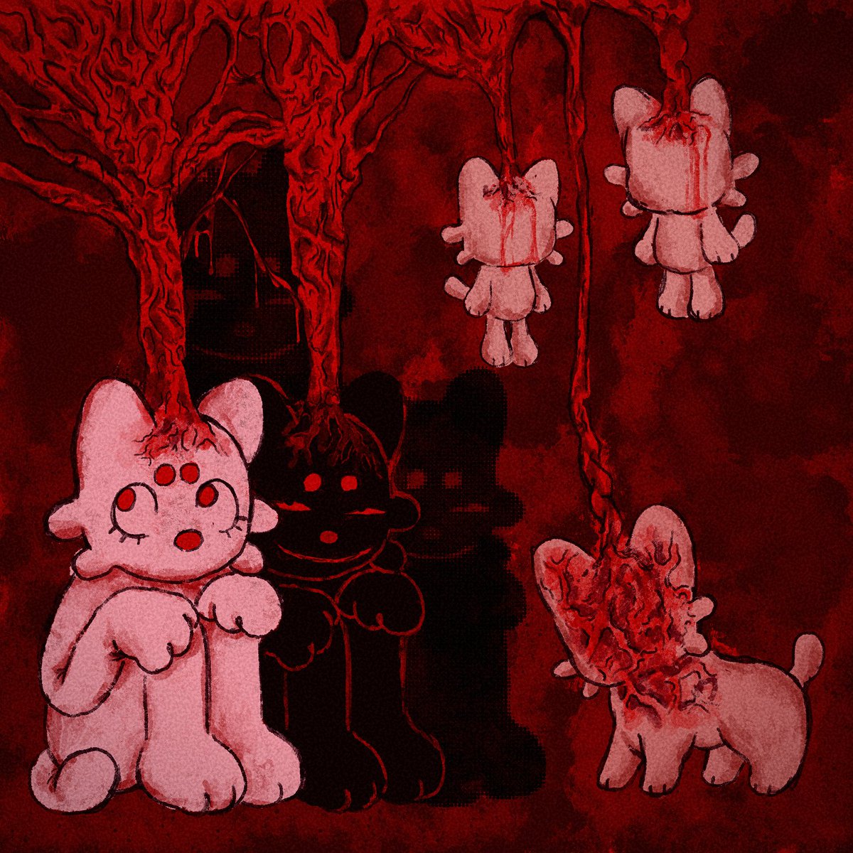 Happy #Juneteenth ! I'm Silver, a transmasc black artist with a love for alt fashion, organs and silly surreal cats. I also like to crochet and sell plush critters and other goodies in my kofi shop. (link in bio) 🔪🩸🖤

#Juneteenth2023